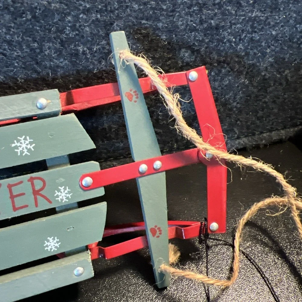 Boyds Bears Flyer Classic Sled Christmas‎ Ornament Wood Metal Vintage 1999